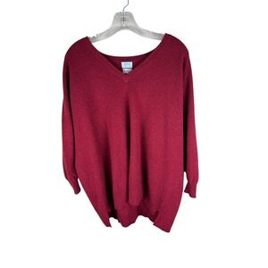 Hania by Anya Cole Burgundy 100% Cashmere V-Neck Sweater Made in Scotland XL